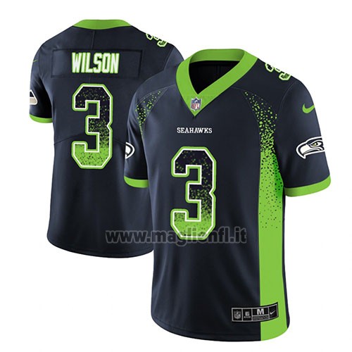 Maglia NFL Limited Seattle Seahawks Russell Wilson Blu 2018 Rush Drift Fashion